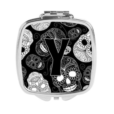 Carolines Treasures Carolines Treasures CJ2008-YSCM Letter Y Day of the Dead Skulls Black Compact Mirror CJ2008-YSCM